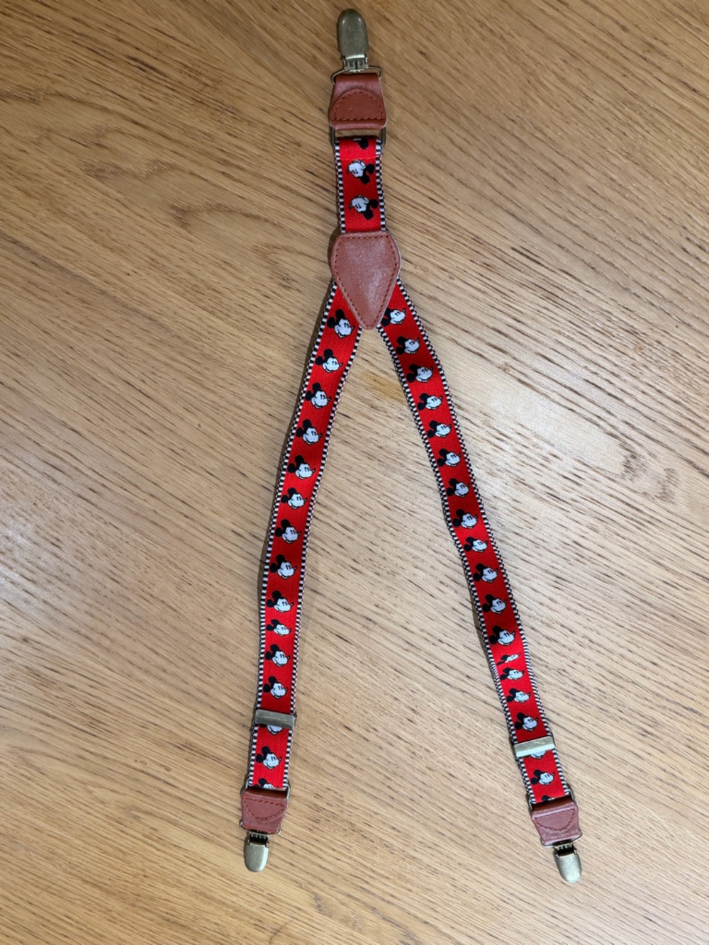 VTG Rare JG Hook Mickey Mouse Suspender Red Leather Accents Disney West Germany